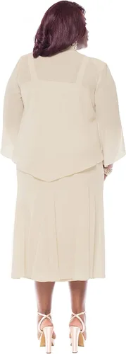 Miniatura 2 de R&M Richards - Vestido de gasa con cuentas para mujer
