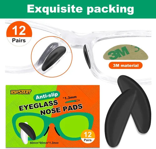 Miniatura 3 de Almohadillas nasales para lentes – 0.069 pulgadas de silicona ultrafina antideslizante agarre adherente, almohadillas de repuesto antideslizantes