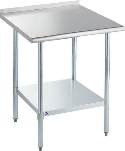 Miniatura 27 de Mesa de acero inoxidable para preparación y trabajo con protector contra salpicaduras, 24x72 pulgadas