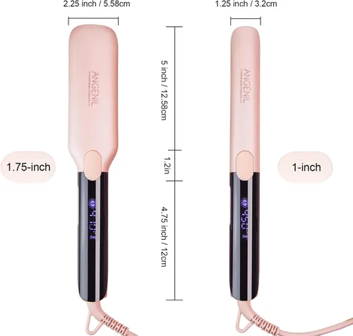 Miniatura 9 de ANGENIL Plancha Alisadora de Cabello Redonda Rosa Pro de Doble Voltaje, Plancha Plana de Titanio Alisadora y Rizadora de Cabello 2 en 1