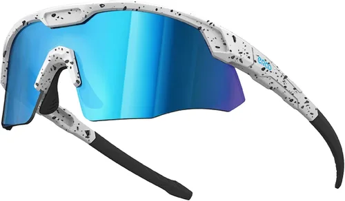 Gafas de sol de béisbol pequeñas envolventes para jóvenes, niños y mujeres, para correr, ciclismo, deportes al aire libre S598 Blanco / Punto / Azul
