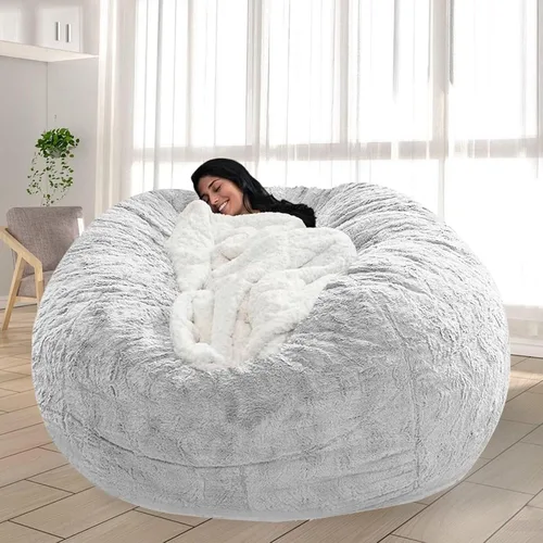 Miniatura 18 de Puf para adultos y niños sin relleno, sofá perezoso suave y redondo, funda de sofá de puf clásico, saco de amor para dormitorio, silla de lectura