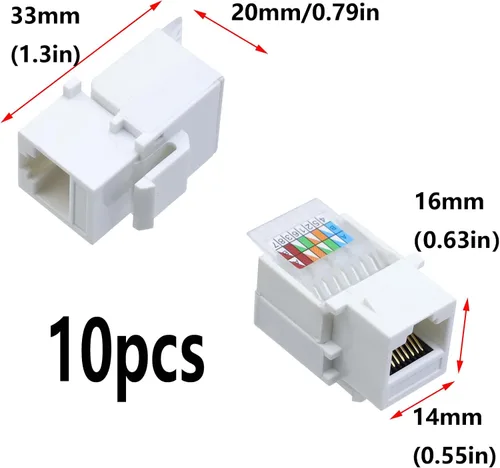 Miniatura 2 de Antrader Paquete de 10 adaptadores de conector RJ45 Cat6 Keystone Jack para placa de pared, cable LAN Ethernet de red de Internet