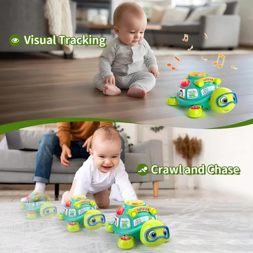Miniatura 2 de ToddlerCley Juguetes para bebés de 6 a 12 meses, juguetes para gatear de tortuga musical para bebés de 7, 8, 9, 10 meses, juguete iluminado