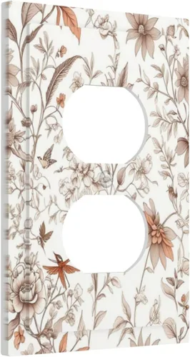 Miniatura 2 de Cubiertas Decorativas para Tomacorrientes Boho Floral Beige Flor y Hoja Botánico 1 Gang Interruptor de Luz Dúplex Placa Cubierta Placas de Boho