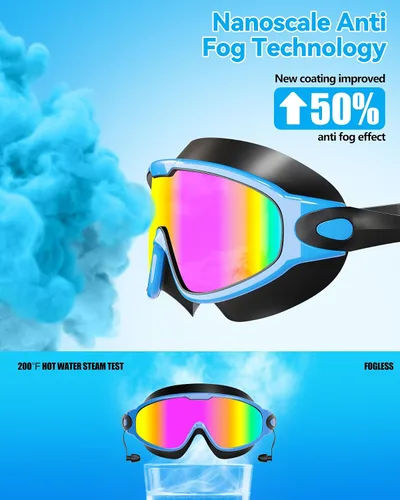 Miniatura 4 de Aegend - Nuevas gafas de natación de visión amplia para adultos, con protección antiniebla/UV, sin fugas, con tapones para los oídos para hombres