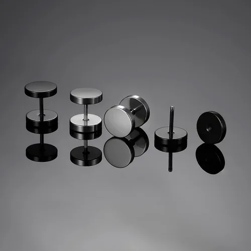 Miniatura 3 de Aretes de acero quirúrgico 316L para hombre, con parte trasera plana, hipoalergénicos, de titanio, para mujer, Acero inoxidable, No es una piedra