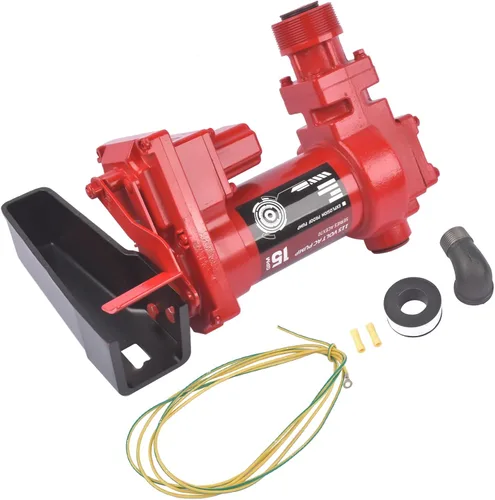 Miniatura 5 de Bomba de transferencia de combustible roja resistente de 115 V 15 GPM AC con protección térmica de sobrecarga para aceite, combustible, gasolina