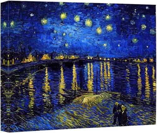 Miniatura 23 de ELITEART -Noche estrellada sobre el ródano por Vincent Van Gogh Giclée Art Canvas Prints- Tamaño del marco: 28 x 35 pulgadas
