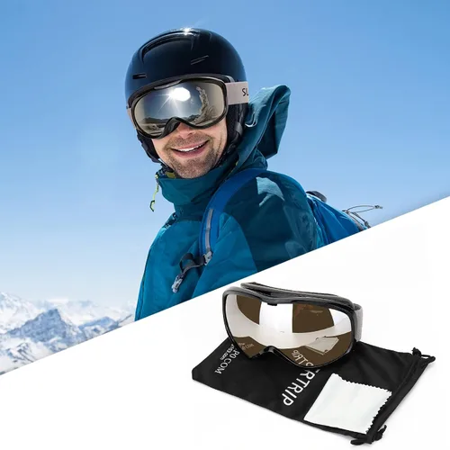 Miniatura 6 de Supertrip Gafas de esquí de nieve antivaho 100% protección UV gafas de esquí snowboard Marco negro/lente marrón claro (vlt 25%)