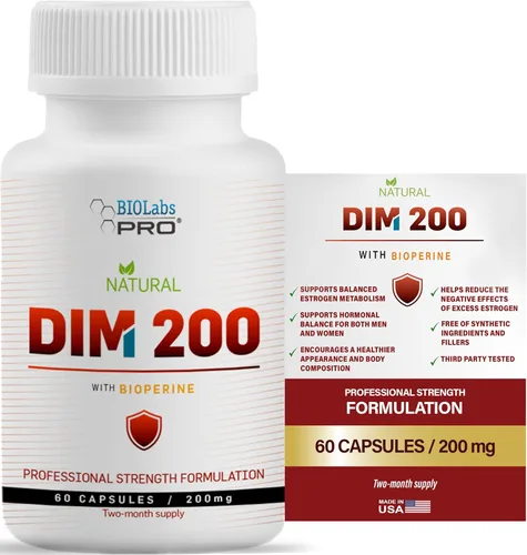 Suplemento DIM para mujeres y hombres, DIM 200 mg Suplemento oral equilibrio hormonal, equilibrio hormonal para mujeres y hombres, diindolilmetano