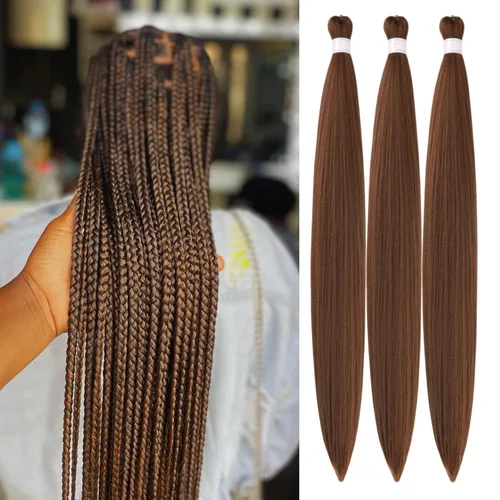 Miniatura 51 de Pelo corto negro trenzado preestirado de 14 pulgadas para trenzas sin nudos, pelo sintético 1B trenzado para trenzas Bob Box