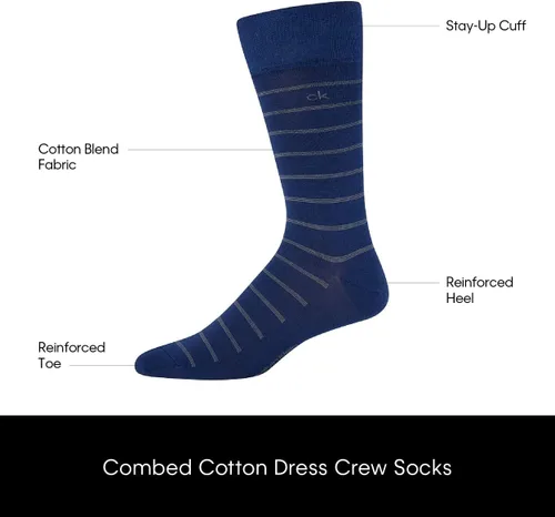 Miniatura 3 de Calvin Klein Calcetines de vestir para hombre - Calcetines de mezcla de algodón patrones y sólidos (paquete de 4)