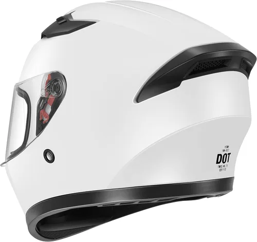 Miniatura 3 de YEMA Casco de moto de calle DOT de cara completa YM-832 con bufanda extraíble para el cuello para hombres y mujeres Blanco