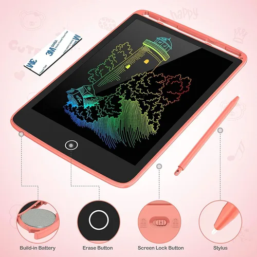 Miniatura 5 de TECJOE Paquete de 2 tabletas de escritura LCD con imanes de refrigerador, tablero de garabatos para niños, notas de cocina, rellenos de calcetines