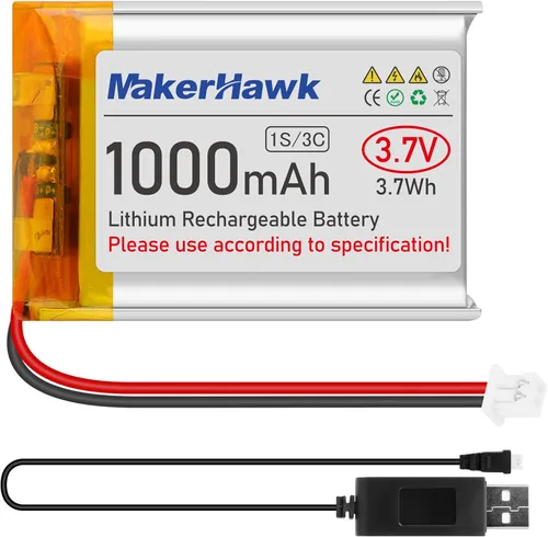 Miniatura 12 de MakerHawk Batería Lipo de 3.7V 1000mAh 803040 Batería recargable de polímero de litio con micro PH1.25 Conector Circuito de protección integrado