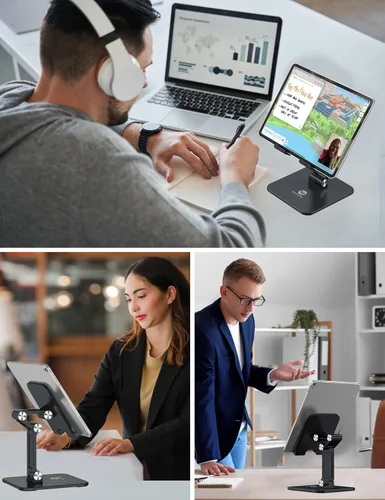 Miniatura 6 de OCYCLONE Soporte para iPad para escritorio, ajustable, plegable, para tableta, accesorios de iPad, soporte de exhibición, accesorios de oficina