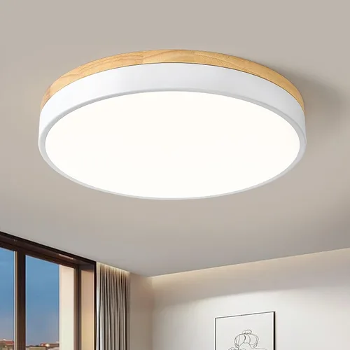 Miniatura 17 de Moderna lámpara de techo de madera regulable, lámpara de techo redonda negra LED empotrada, lámpara de techo minimalista para cocina, dormitorio