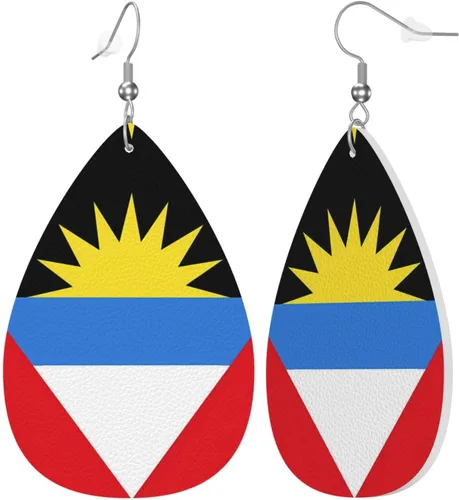 Miniatura 2 de Pendientes de bandera de país en forma de lágrima para mujer, ligeros, de cuero, colgantes, joyería patriótica para regalos