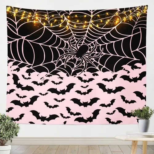 Miniatura 17 de Feelyou Halloween Wall Art for Bedroom Living Room Cartoon Ghost Tapestry Decoration for Kids Boys Girls Red Tapestry Wall Hanging Ghost Festival