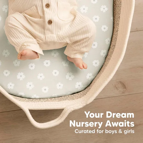 Miniatura 8 de Paquete de 2 sábanas de moisés para bebé niña y niño - 33x17 viscosa derivada de bambú, sábanas ajustables para colchón de moisés junto a la cama