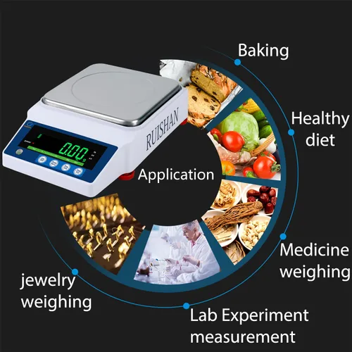 Miniatura 7 de Báscula Científica de Precisión de Laboratorio RUISHAN 1000g x 0.01g g/lb/oz/ct Escala de 0.01 Gramo, Báscula de Laboratorio, Báscula