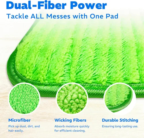 Miniatura 5 de Paquete de 2 almohadillas de microfibra reutilizables, compatibles con Swiffer Sweeper, paños lavables a máquina, repuestos para limpieza de todos