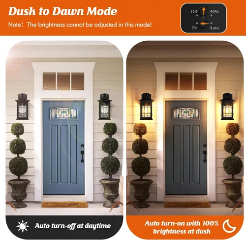 Miniatura 3 de Lámpara exterior con sensor de movimiento para montaje en pared, de bronce aceitado del anochecer al amanecer, impermeable, con base E26, linterna
