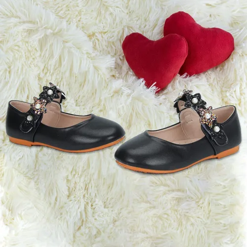 Miniatura 6 de Zapatos de vestir para niñas, zapatos de princesa con purpurina, zapatos de ballet brillantes para boda, fiesta de boda, tacón bajo con lazo