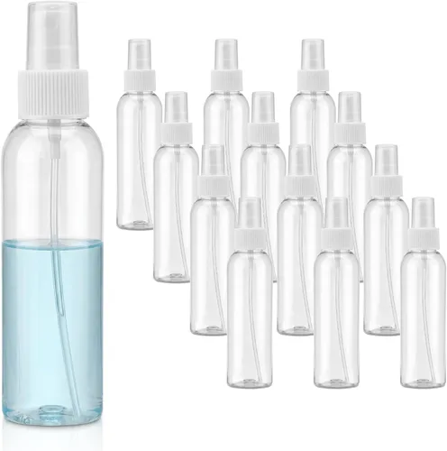 TRENDBOX Botellas de spray de tamaño de viaje de 4 onzas, paquete de 12 botellas pequeñas de plástico vacías de niebla fina, a prueba de fugas, sin
