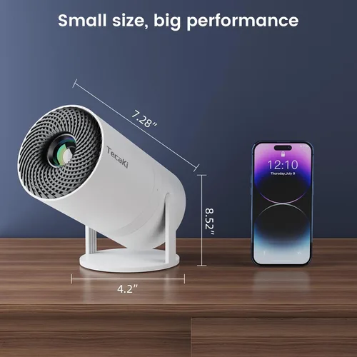 Miniatura 8 de Mini proyector con WiFi y Bluetooth, aplicaciones integradas, proyector portátil giratorio de 210°, proyector de película de soporte de 1080P