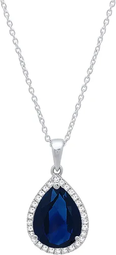 Dazzlingrock Collection Colgante de lágrima de diamante de corte de pera de 18K 10X7 MM creado en laboratorio y diamante de corte redondo, oro blanco