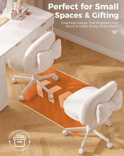 Miniatura 8 de GTRACING Silla de oficina alta de terciopelo con ruedas, sillas de tocador con respaldo, altura versátil: taburetes de oficina a bar, silla