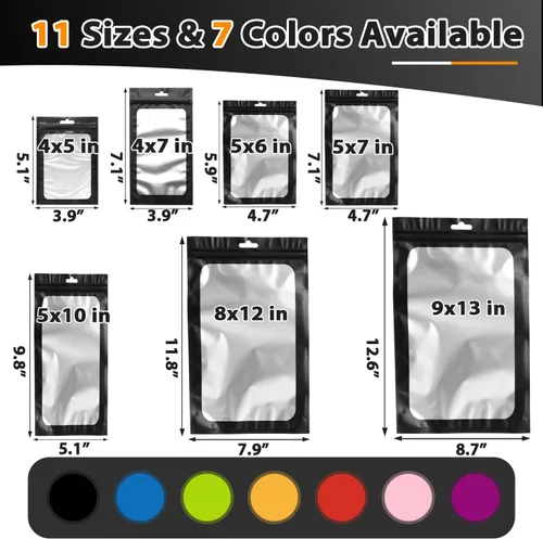 Miniatura 2 de 400 bolsas de Mylar resellables de 4 x 5 pulgadas, color negro, para almacenamiento de alimentos, bolsa resellable de Mylar con ventana transparente