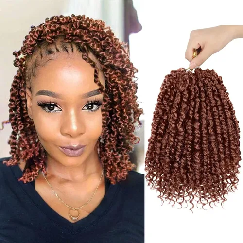 Miniatura 42 de Bileaf Cabello de Ganchillo Passion Twist Pre-retorcido de 10 Pulgadas, 8 Paquetes de Ganchillo Passion Twist, Cabello Corto Passion Twist