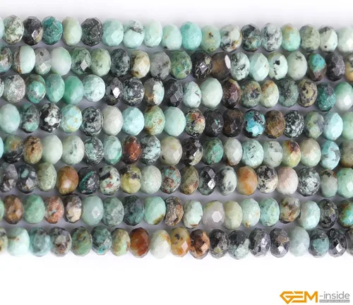 Miniatura 4 de GEM-Inside - Cuentas espaciadoras facetadas con piedras preciosas naturales de África turquesa verde de 0.079 x 0.118 in para fabricación de joyas