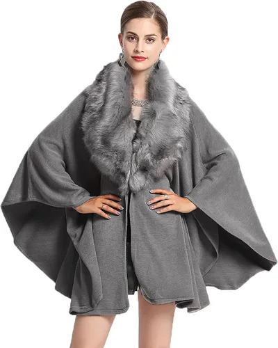 Newdeve - Chales de novia para invierno, otoño, cálido, de piel sintética, abrigo abierto de punto, tallas grandes, suéter para fiesta de noche