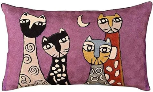 Miniatura 14 de Picasso - Funda de almohada de gato morado, almohada bordada a mano, cojín abstracto de gato, cara de gato en almohada, almohadas decorativas
