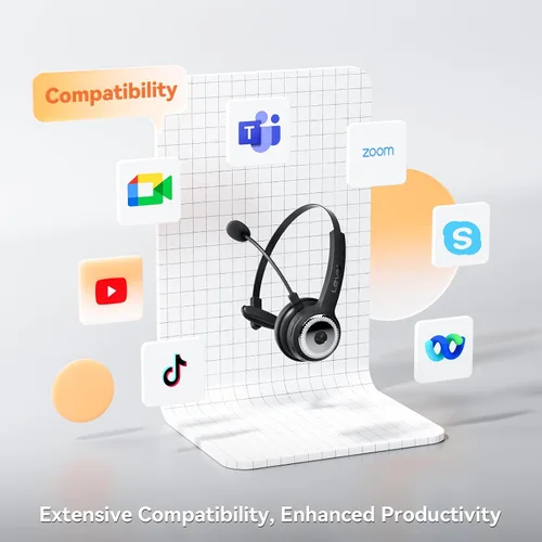 Miniatura 5 de LEVN Auriculares inalámbricos con micrófono para el trabajo, auriculares inalámbricos (base de carga, cancelación de ruido y botón de silencio)