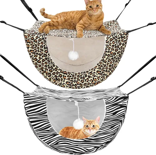 Unittype 2 Piezas Hamaca para Jaula de Gato Cama Colgante para Mascotas Doble Capa Felpa Suave Hamaca Colgante Cómoda para Mascotas para Gatitos de