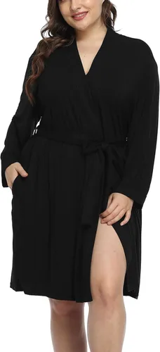 Miniatura 2 de Bata de baño de maternidad de punto modal para mujer, talla grande, suave y ligera, para dormir