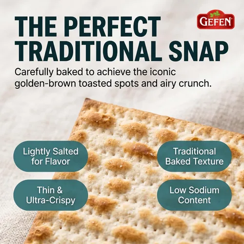 Miniatura 7 de Gefen Matzo ligeramente salado, 10.5 onzas (paquete de 3) Matzo de estilo tradicional No para Pascua Delgado, crujiente y delicioso