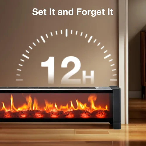 Miniatura 7 de Air Choice Calentador de zócalo de 33 pulgadas, calentador de chimenea de 1500 W con salida de aire superior, control remoto, termostato ajustable