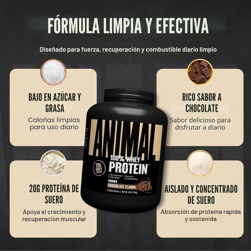 Miniatura 5 de Animal 100% Proteína de Suero en Polvo – Mezcla de suero para pre-entrenamiento o post-entrenamiento, recuperación o reemplazo de comida bajo