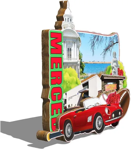 Miniatura 2 de Merced California USA - Imán para nevera con imán de madera 3D, monumentos coleccionables de viaje, decoración hecha a mano