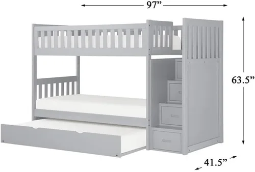 Miniatura 3 de Pemberly Row Litera de madera reversible de 97 pulgadas con nido en color gris