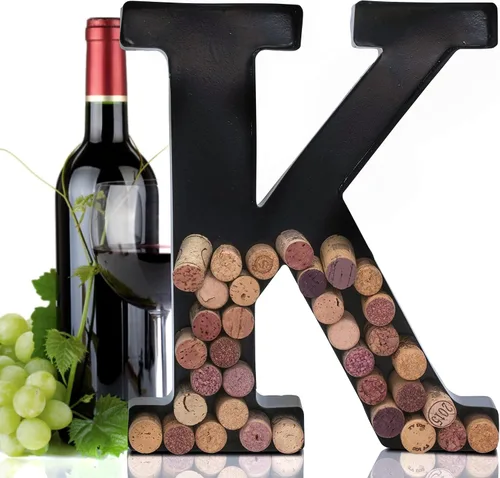 Miniatura 18 de Made Easy Kit Letra de metal para corchos de vino, monograma para atesorar recuerdos y soporte con kit de montaje en pared gratuito A-Z