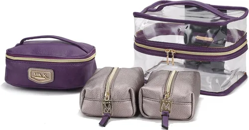 Miniatura 18 de MKF 4PCS elegante bolsa de cosméticos portátil maquillaje viaje organizador caso, Emma Fucsia