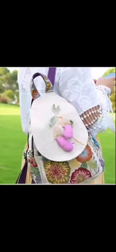 Miniatura 162 de HUANGGUOSHU Mochila de algodón tejida de algodón bohemio con bordado de lona estilo bohemio con múltiples bolsillos retro linda mochila cartera