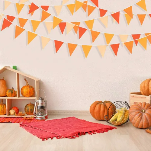 Miniatura 3 de Bandera triangular de tela de algodón para decoración de otoño, boda, cumpleaños, día de Acción de Gracias, hogar, guardería, jardín al aire libre